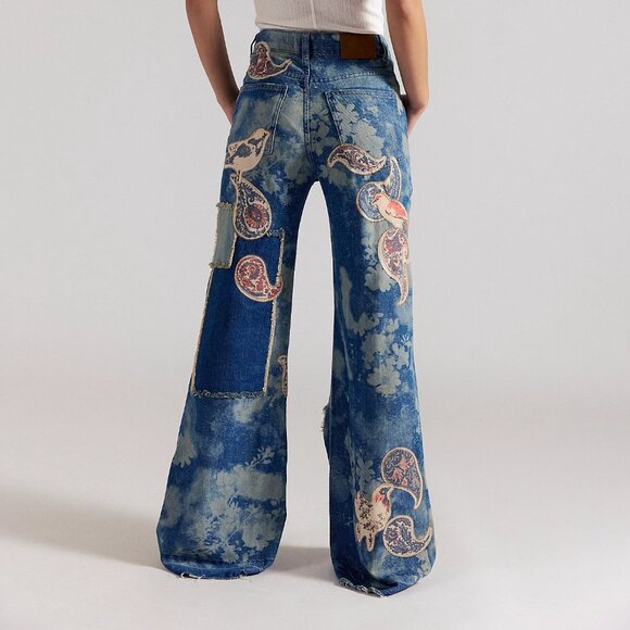 Free People We The Free Flying High Patched Jeans NWT $348 - Picture 2 of 3